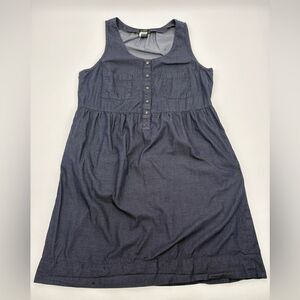 J CREW Dark Gray-Blue Cotton Snap Front Tank Dress sz 12
